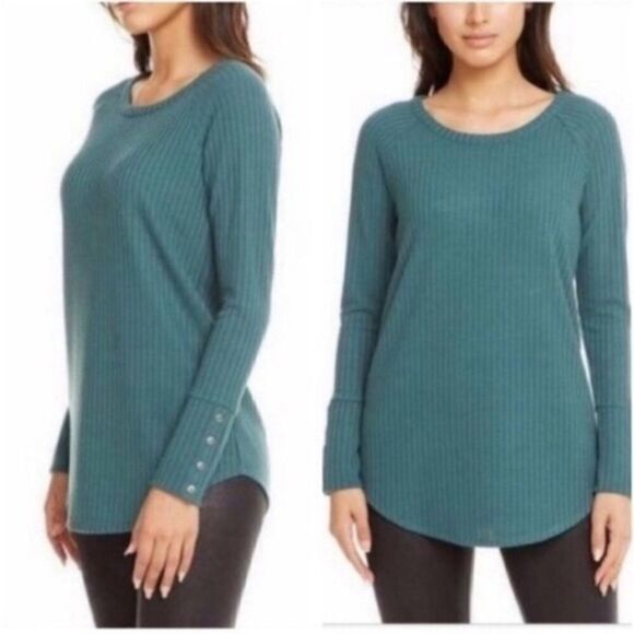 CHASER WAFFLE KNIT THERMAL LONG SLEEVE TOP - Picture 1 of 10